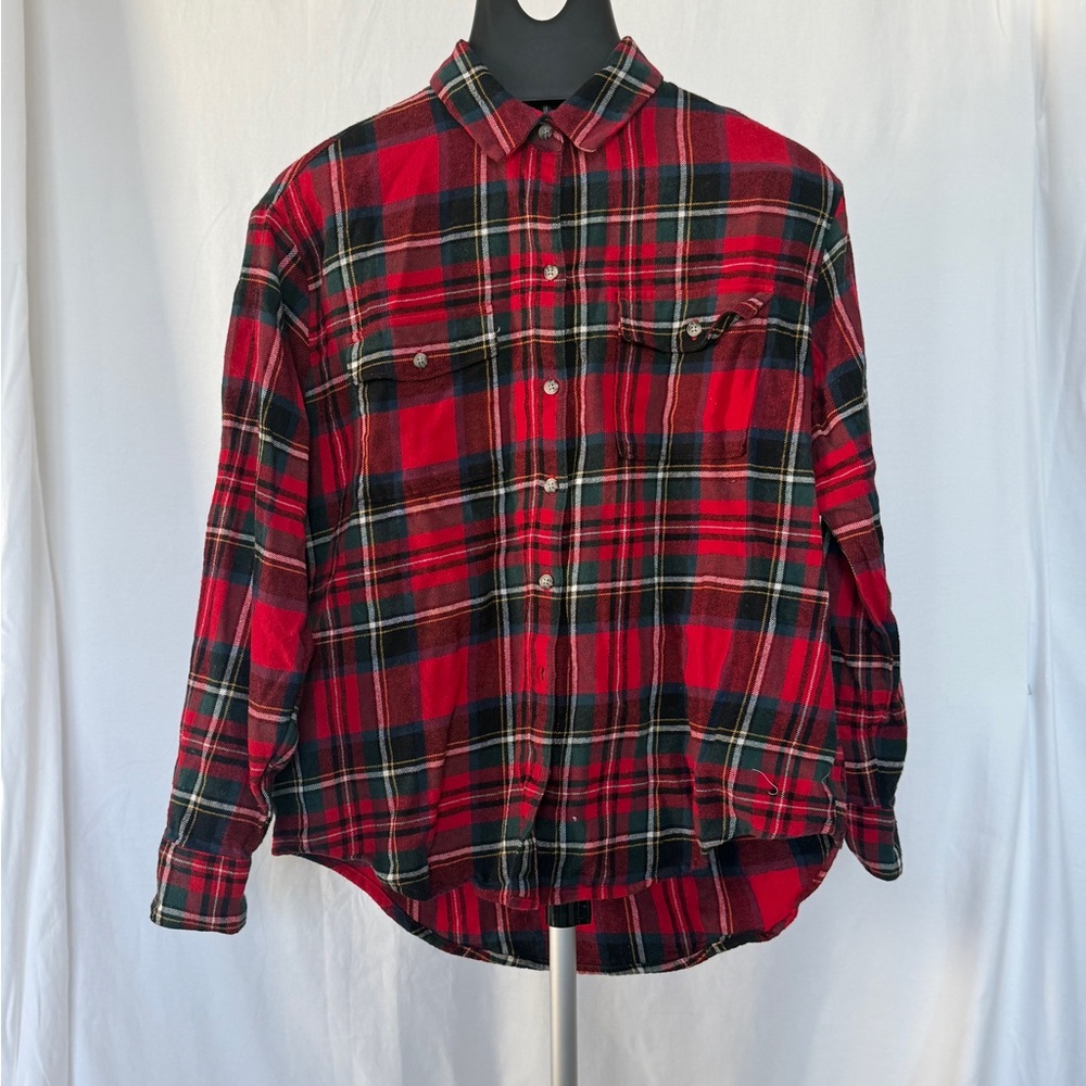 Old Navy Red and Black Plaid Button Down Shirt
